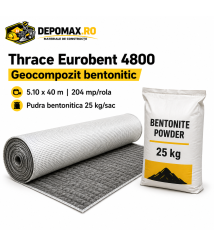 Thrace Eurobent 4800 geocompozit bentonitic, 5,10 x 40 m, 204 mp/rola + pudra bentonitica 25 kg Thrace Eurobent 4800 geocompozit bentonitic, 5,10 x 40 m, 204 mp/rola + pudra bentonitica 25 kg
